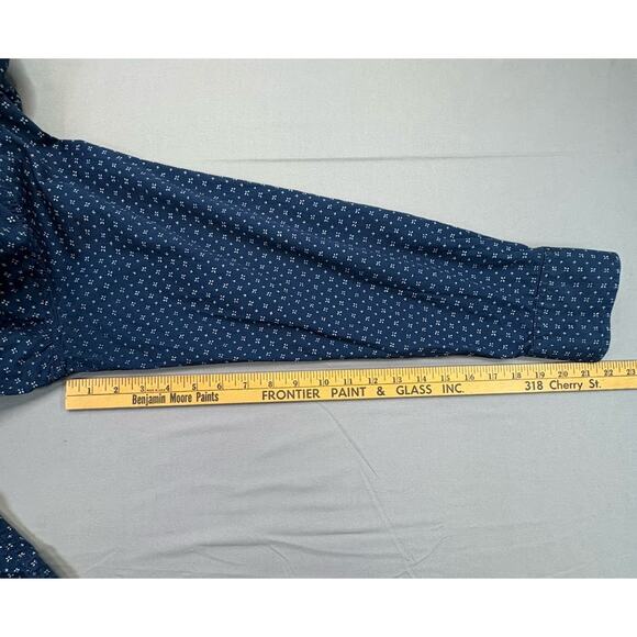 Wrangler Retro Premium Size XL Button Up Mens Shirt Navy Print Long Sleeve - Picture 8 of 10